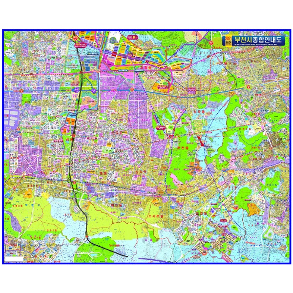 부천시종합안내도 소size 코팅형 110cmx70cm 부천시 지도