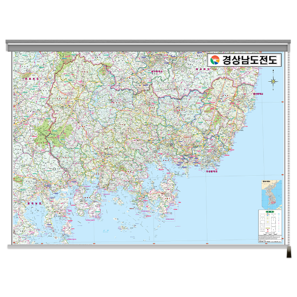 경상남도전도 중size롤스크린150cmx110cm 경상남도지도