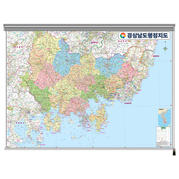 경상남도 행정지도 소size 롤스크린 110cm X 78cm 경상남도지도