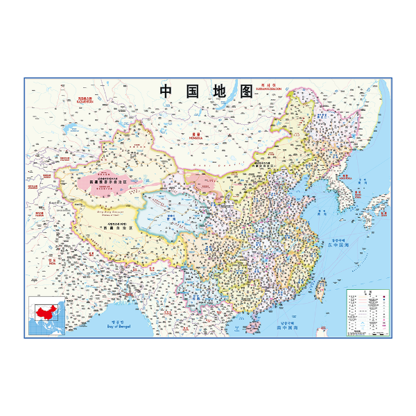 뉴 중국지도 한중판 소size 코팅형 110cmx78cm