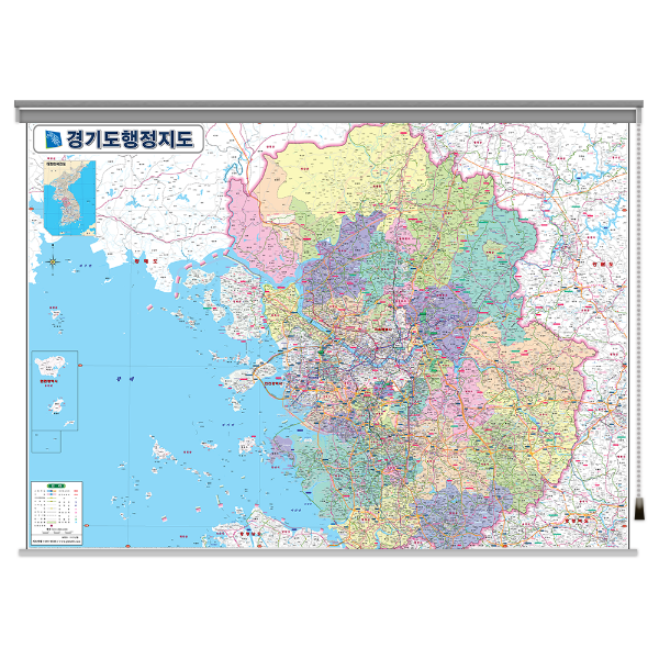 경기도 행정지도 중size 롤스크린형 150cmx110cm 경기도지도