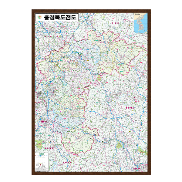 충청북도전도 소size 액자형 78cmx110cm 충청북도지도