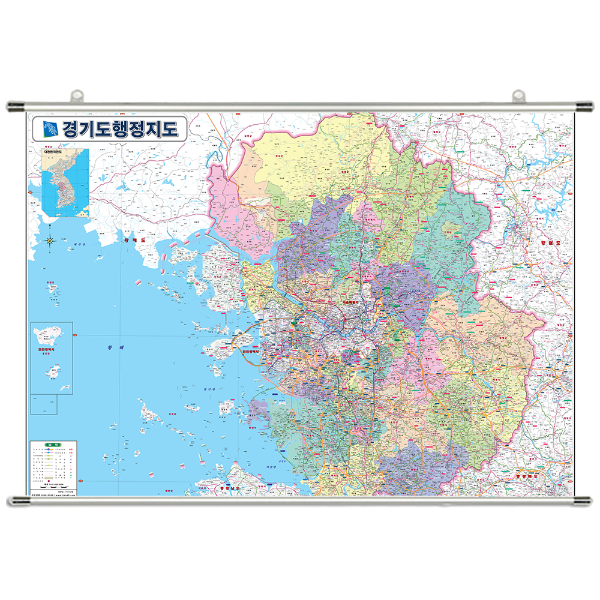 경기도 행정지도 소size 족자형 110cmx78cm 경기도지도