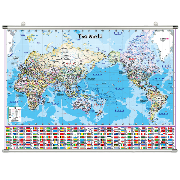 세계지도 중size 행정 만국기 족자형 150cmx110cm
