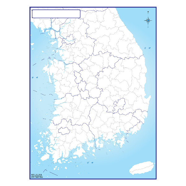 전국백지도 소size 코팅형 78cmx110cm 대한민국지도