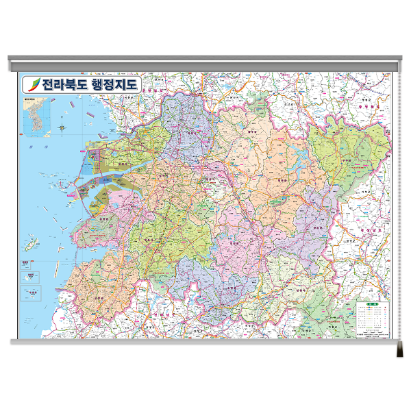 전라북도 행정지도 중size 롤스크린 150cmx110cm 전라북도지도