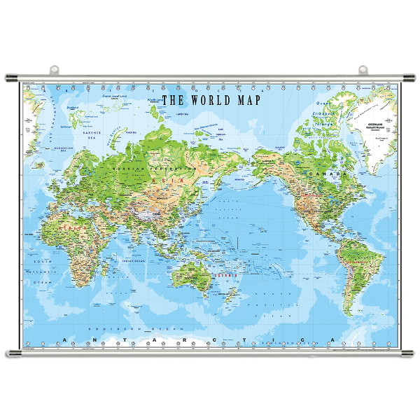세계지도 중size 지세형 족자형 150cmx110cm 영문판