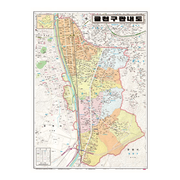 금천구관내도 대size 코팅형 150cmx210cm 금천구지도