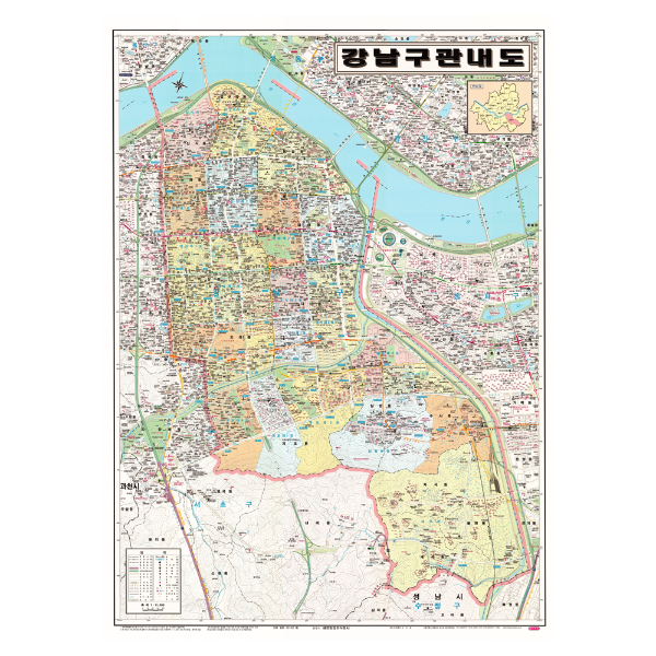 강남구관내도 대size 코팅형 150cmx210cm 강남지도