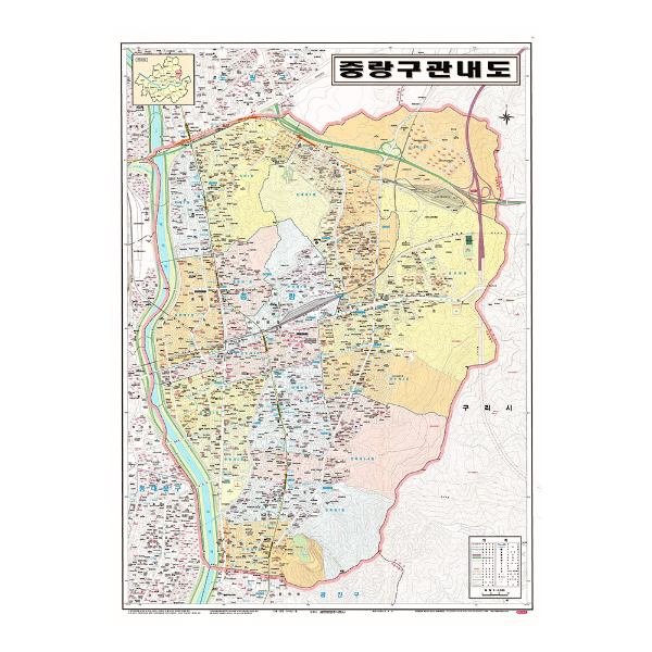 중랑구관내도 대size 코팅형 150cmx210cm 중랑구지도