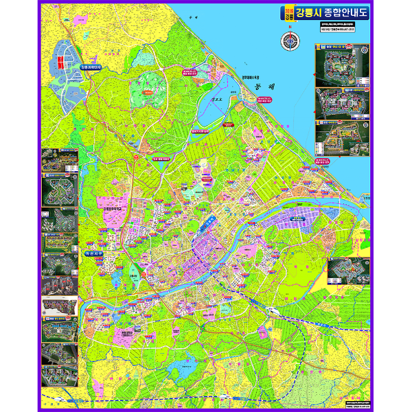 강릉시종합안내도 특대size 코팅형 216cmx260cm 강릉지도
