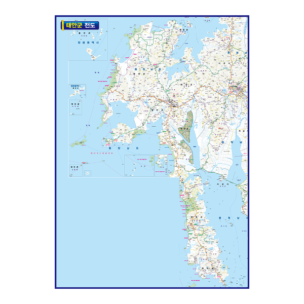 충청남도 태안군 지도 중size 110cmX150cm 태안군전도