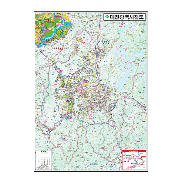 대전광역시전도 중size 코팅형 110cmx150cm 대전광역시지도