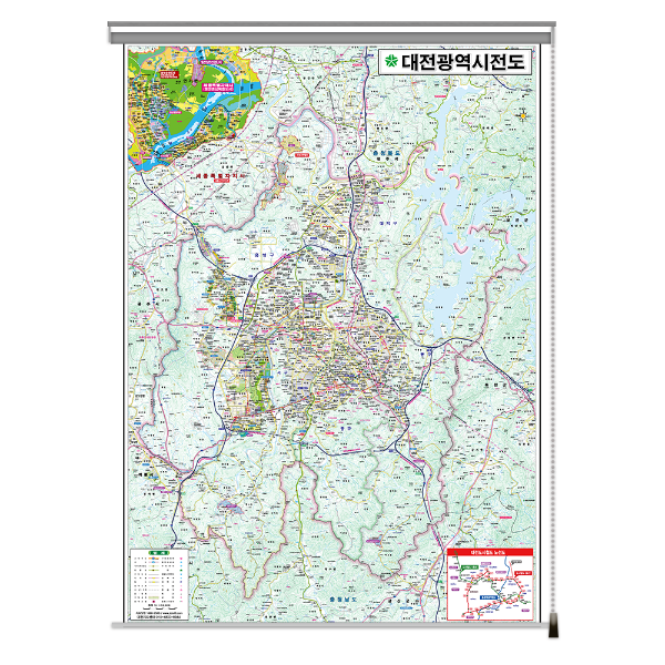 대전광역시전도 중size롤스크린형110cmx150cm 대전광역시지도