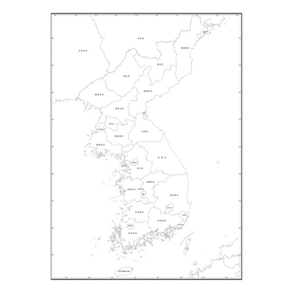 한반도백지도 도,광역시명칭 비코팅형 150cmX210cm