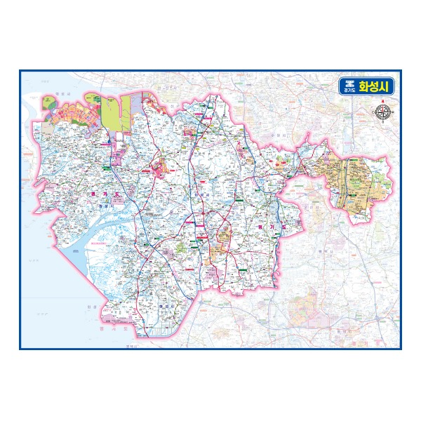 경기도 화성시관내도 경계지도 코팅형 110cmX78cm
