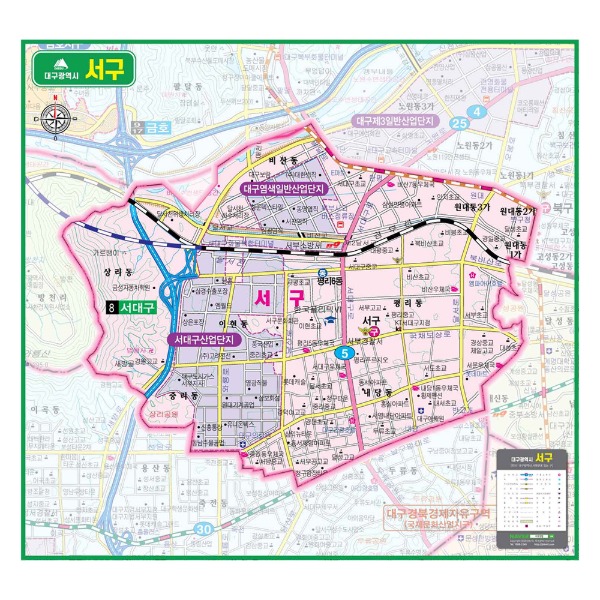 대구광역시 서구관내도 경계지도 코팅 100cmX90cm