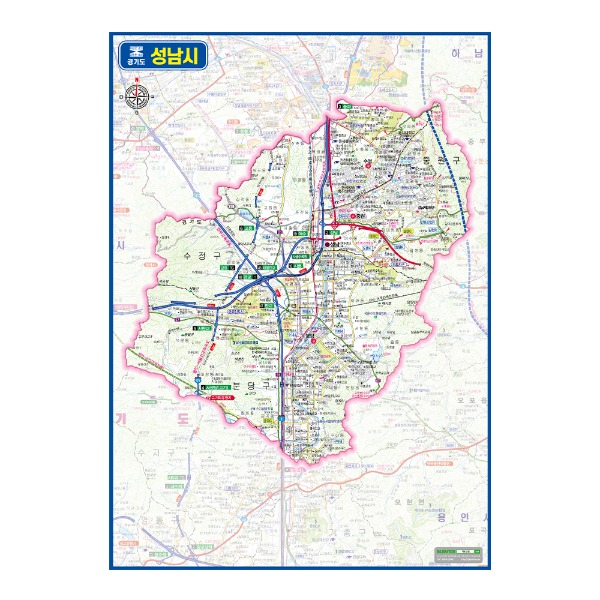 경기도 성남시관내도 경계지도 코팅형 110cmX150cm