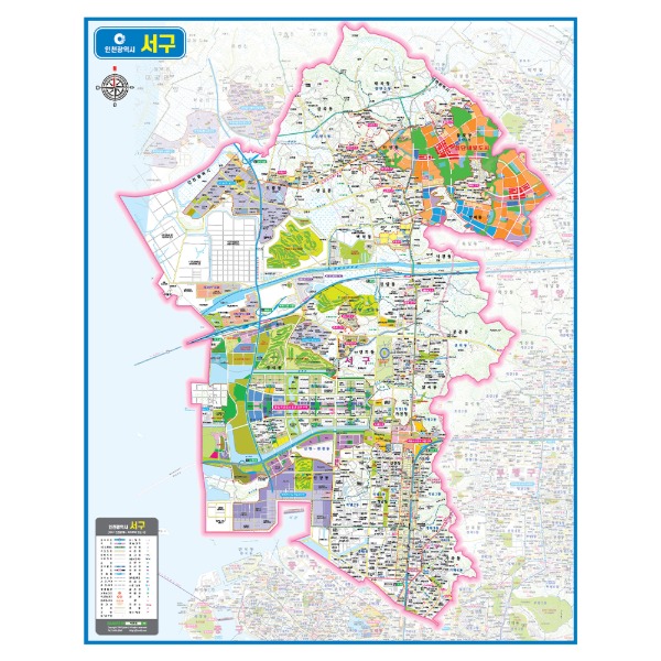 인천광역시 서구관내도 경계지도 코팅 150cmX190cm