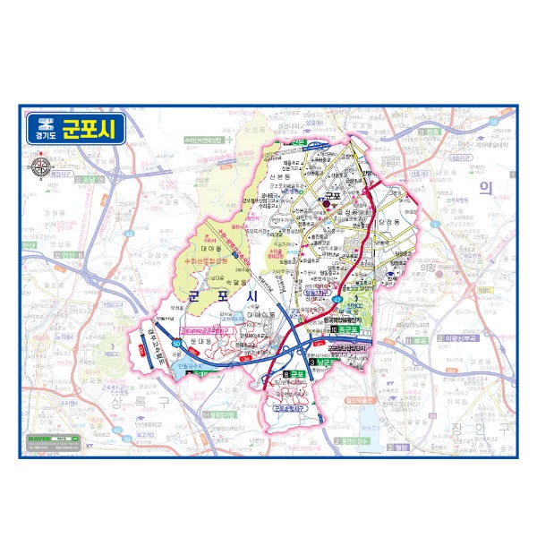 경기도 군포시관내도 경계지도 코팅형 210cmX150cm