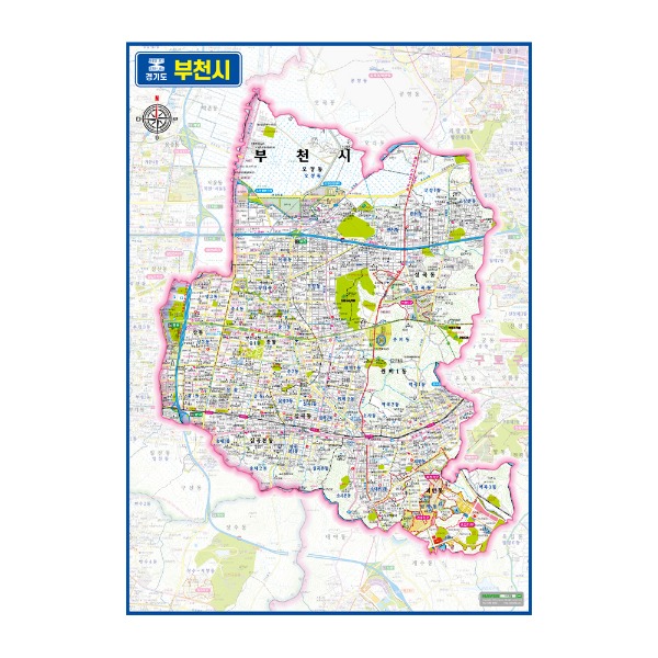 경기도 부천시관내도 경계지도 코팅형 150cmX210cm