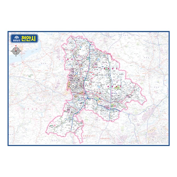 충청남도 천안시 관내도 경계지도 코팅 110cmX78cm