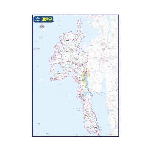 충청남도 태안군 관내도 경계지도 코팅 150cmX210cm