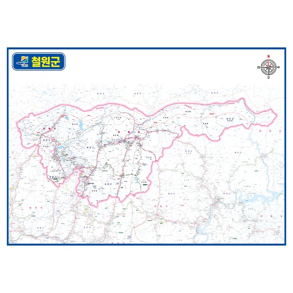 강원도 철원군 관내도 경계지도 코팅 210cmX150cm
