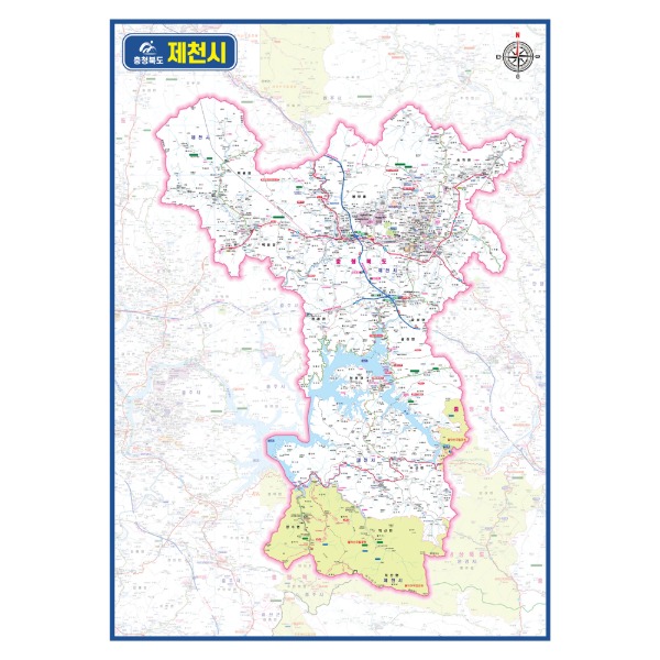 충청북도 제천시 관내도 경계지도 코팅 110cmX150cm