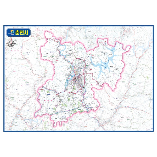 강원도 춘천시 관내도 경계지도 코팅 210cmX150cm