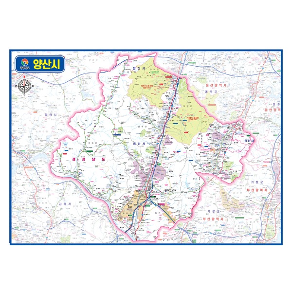 경상남도 양산시 관내도 경계지도 코팅 110cmX78cm