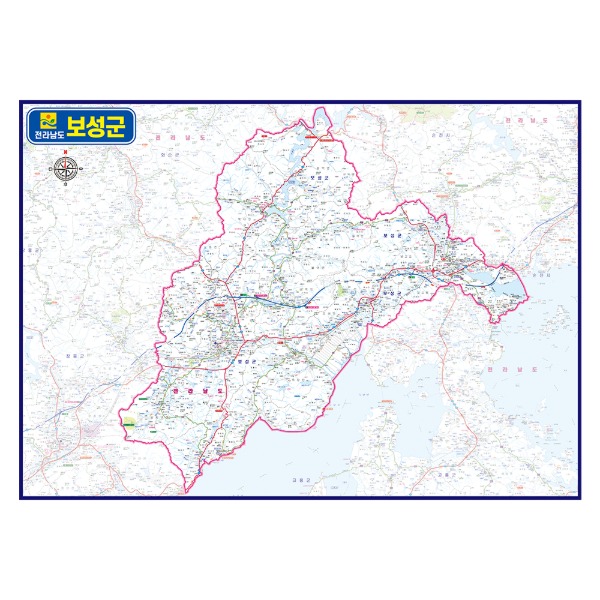 전라남도 보성군 관내도 경계지도 코팅 210cmX150cm