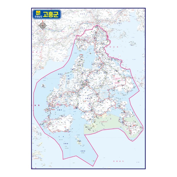 전라남도 고흥읍 관내도 경계지도 코팅 110cmX78cm