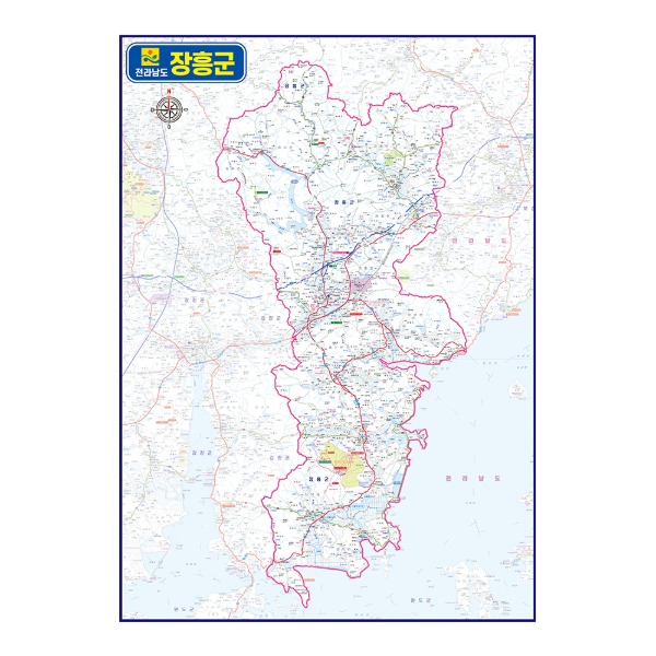 전라남도 장흥군 관내도 경계지도 코팅 150cmX210cm