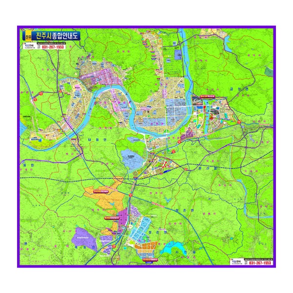 진주시 종합안내도 대size 코팅형 180cmx170cm 진주 지도