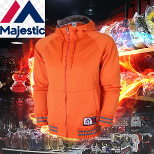 마제스틱야구풀오버 후드티 [MAJESTIC] ML153MBAJK206 ORANGE 후드 포인트 짚업 자켓 (오렌지)  야구의류