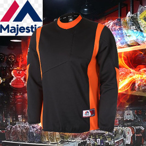 마제스틱야구바람막이 풀오버 [MAJESTIC] ML153MBAPO204 BLACK 절개 포인트 바람막이 풀오버 (검정)   야구의류 