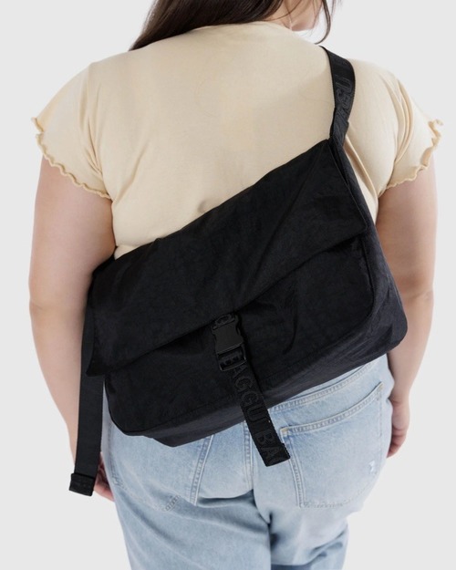 Nylon Messenger Bag - Black
