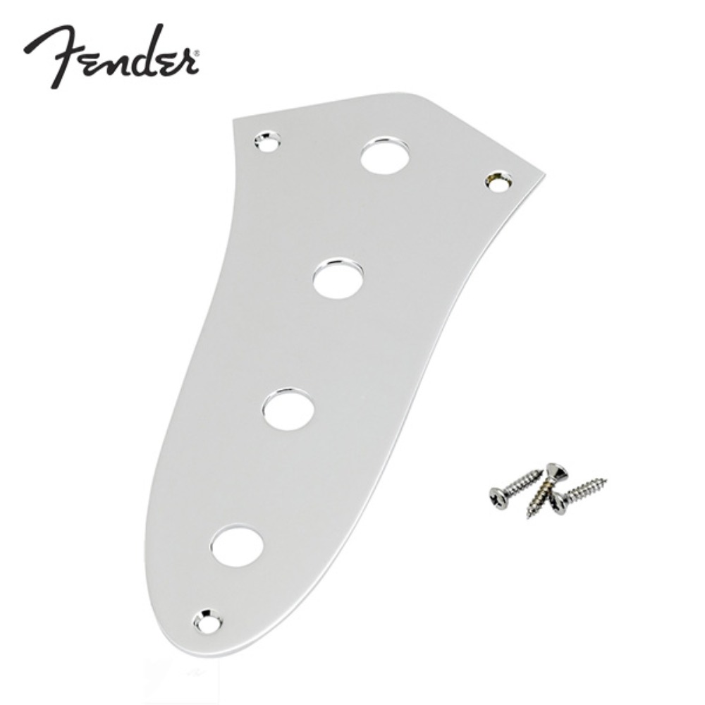 펜더 재즈베이스 컨트롤플레이트 4홀 크롬색+고정나사3개 Fender JAZZ BASS CONTROL PLATES (4-HOLE) Chrome 099-2057-100 0992057100