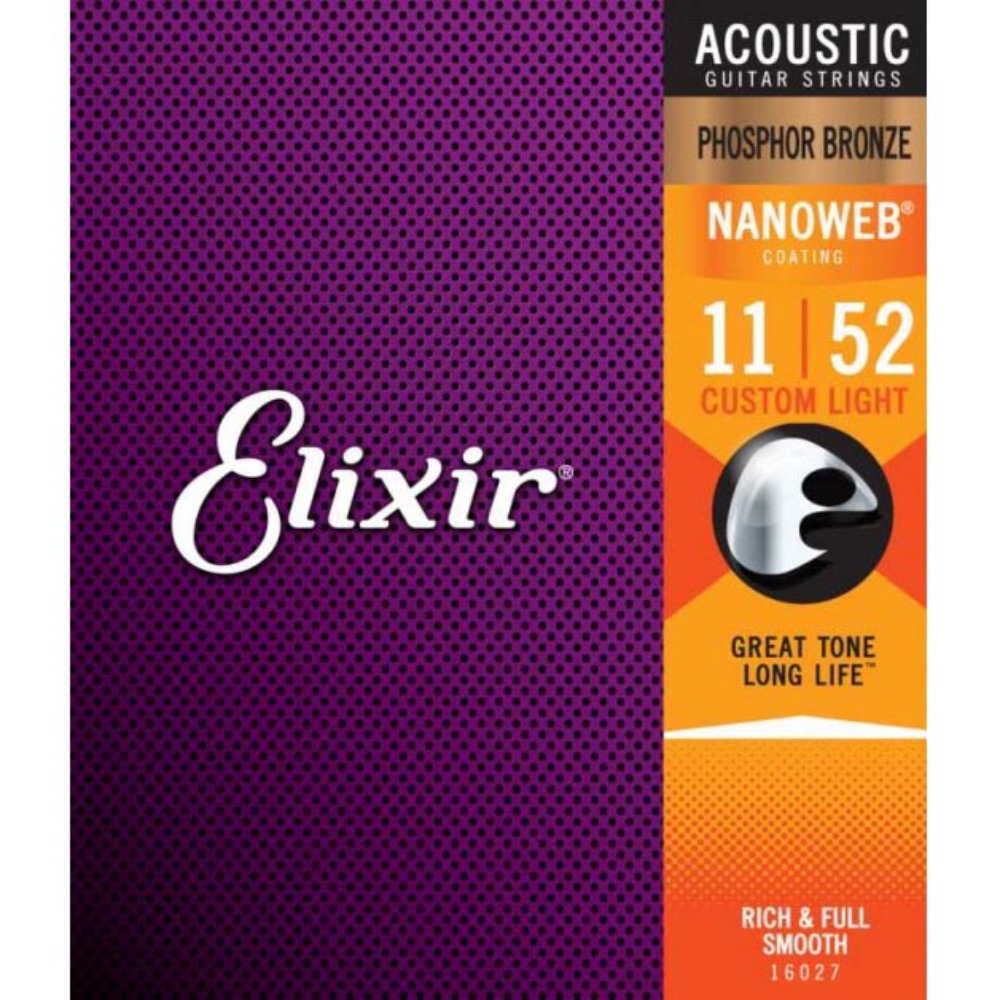 엘릭서 16027 나노웹 포스포브론즈 어쿠스틱줄 1152 커스텀라이트 Elixir Nanoweb Acoustic Phosphor Bronze Custom Light 11-52 11,15,22,32,42,52