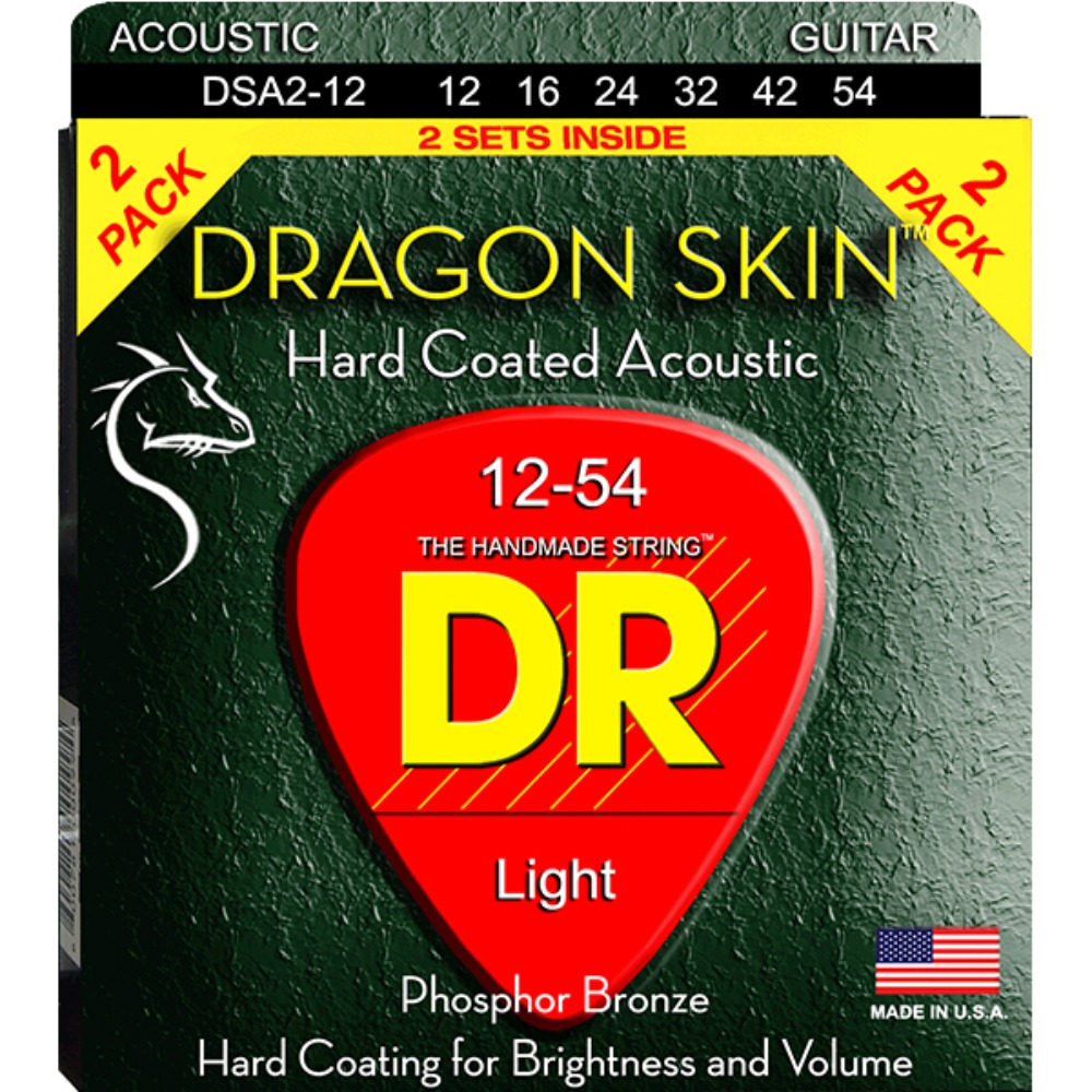 DR DSA212 드레곤스킨 1254EP 통기타줄 1+1 엑스트라팩 DR DSA2-12 Dragonskin 12-54 Extrapack 2pack 12,16,24,32,42,54  K3코팅,포스포브론즈,헥사코어