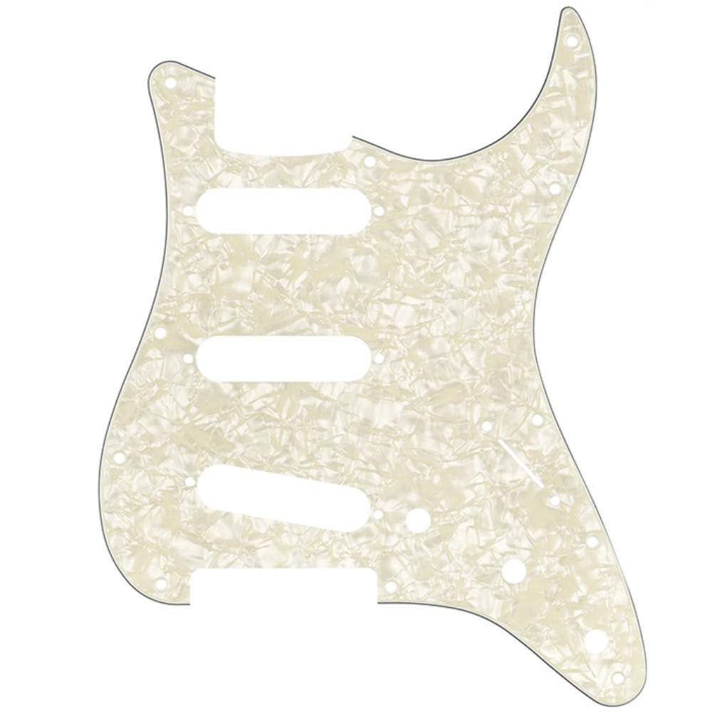 펜더 SSS 스트라토캐스터 픽가드 에이지드화이트모토색 11홀 Fender 11-HOLE MODERN-STYLE STRATOCASTER® S/S/S PICKGUARDS Aged White Moto 099-2140-001,0992140001