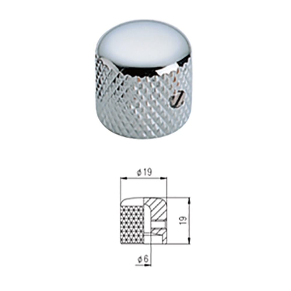 MSE MKN19C 메탈노브 크롬색 1개 MKN-19-C Dome Knob Chrome (1) 1자드라이버스크류,돔노브,볼륨노브,톤노브,내경6mm