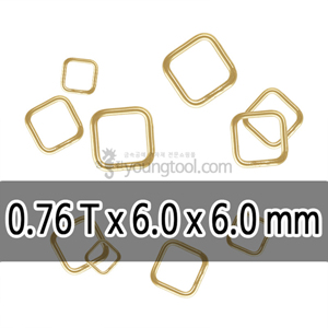 [수입구매대행] 14K 옐로우 골드필드 사각 클로즈 ㅇ링 장식 (0.76T x 6.0 x 6.0 mm)