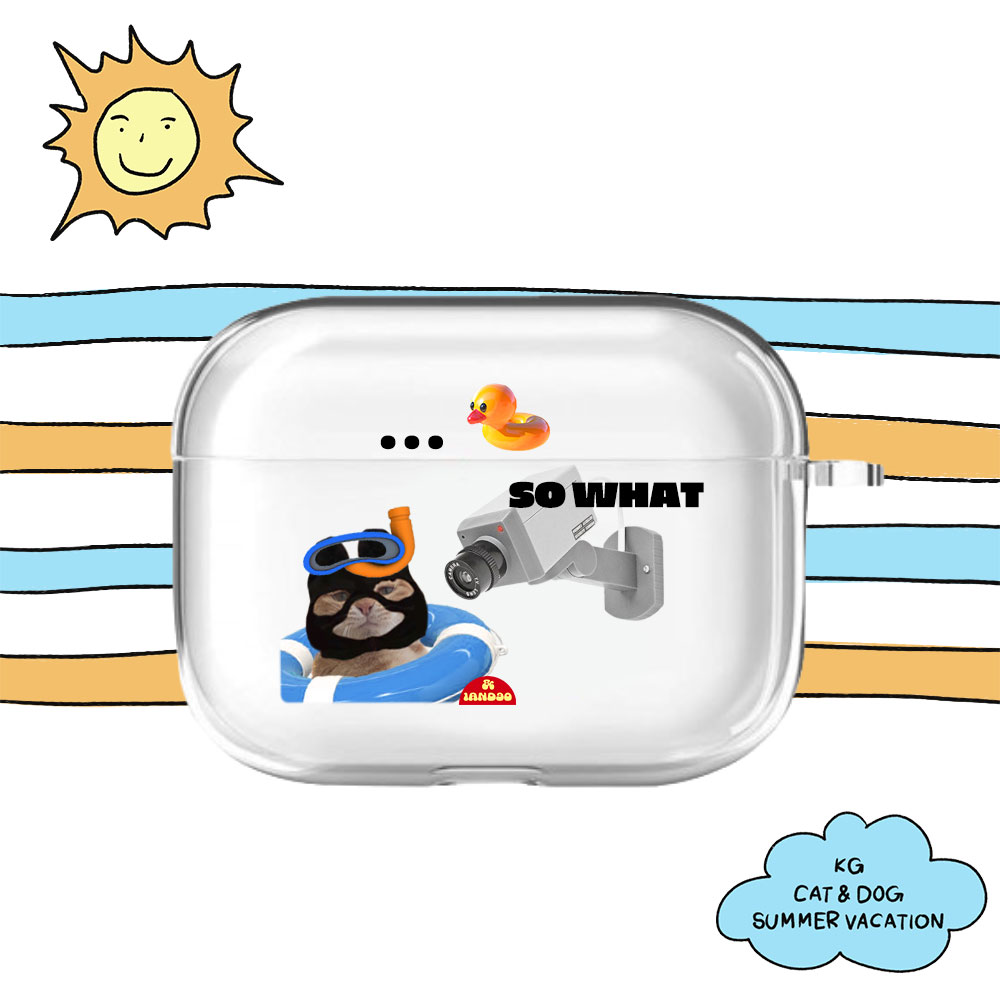 [AirPods Clear Case] Thief King Cat Summer Vacation