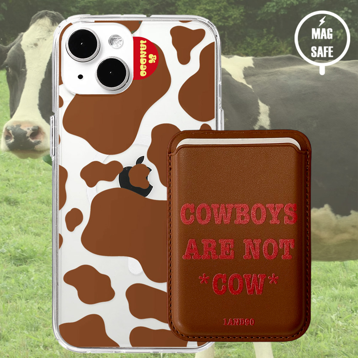 [SET] COWBOYS ARE NOT COW MAG SAFE CASE+WALLET BROWN