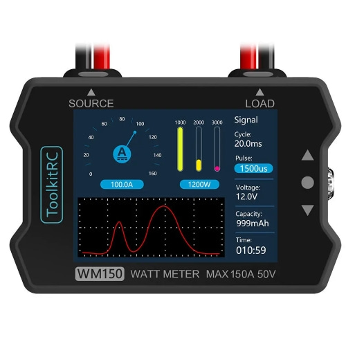 ToolkitRC WM150150A 50V 와트 미터 전력 분석기 LCD 디스플레이 전력 전압 전류 테스터 PWM 출력