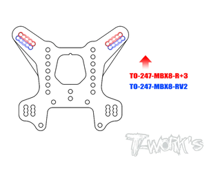 TO-247-MBX8-R+3 Graphite 4mm Rear Shock Tower +3mm ( Clancy Edition ) For Mugen MBX8/MBX8 ECO/Mugen MBX8R