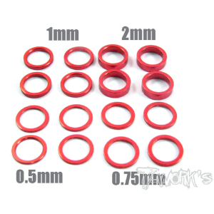 TA-051R 알루미늄 6mm 보어 와셔 세트 0.5, 0.75, 1, 2mm 각 4pcs.