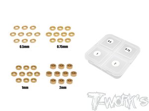 TWORKS TA-144 황동 3mm 보어 와셔 세트 0.5, 0.75,1,2mm 각 10pcs.